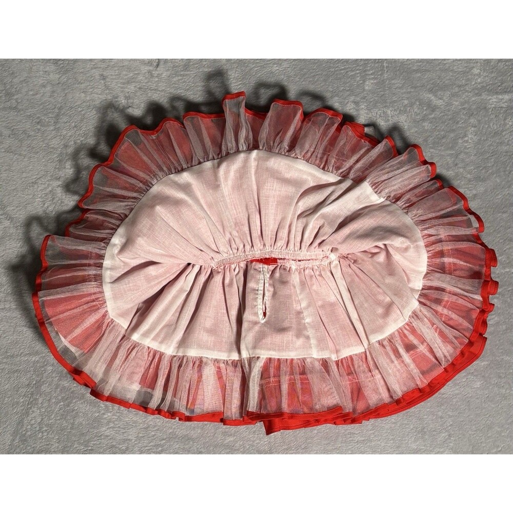 VTG Lilo Circle Dress Red Eyelet Lace Pageant Pinafore Crinoline Twirl Holiday - Picture 4 of 9
